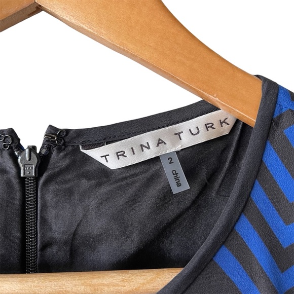 Trina Turk Polka Dot Sleeveless Pleated Dress Vintage Style Silk Size 2 - Picture 4 of 8